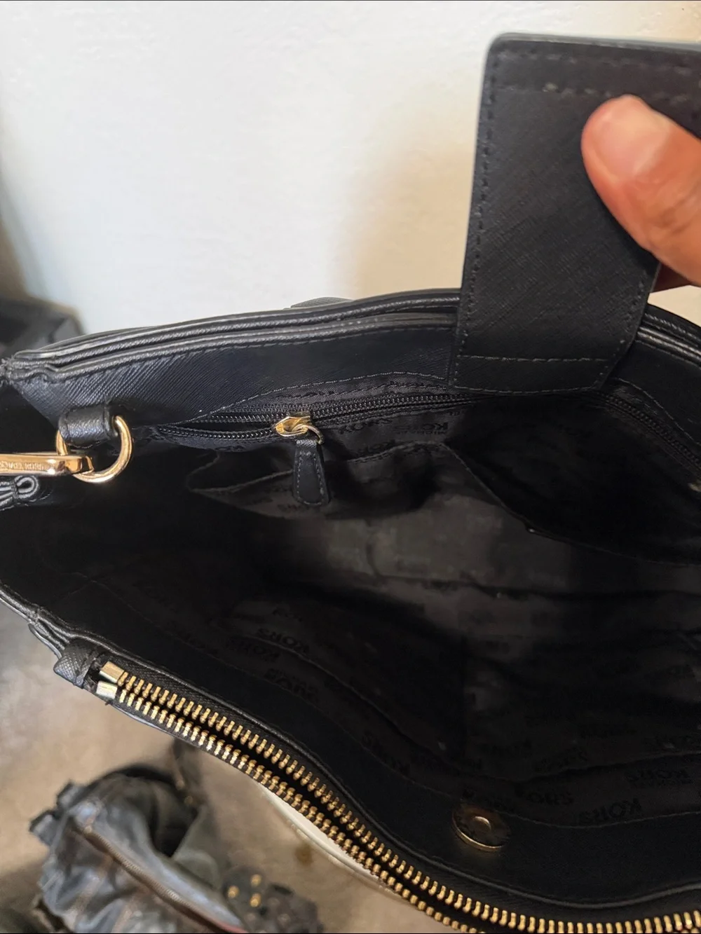 Michael Kors Black Saffiano Satchel with Gold Hardware